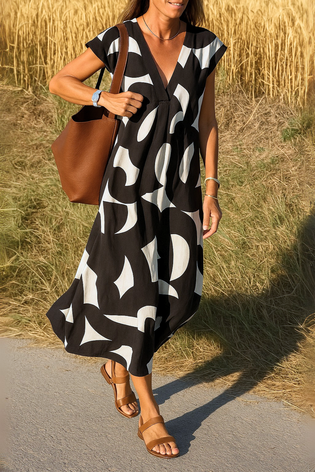 Ellen | Dress with print and V-neck