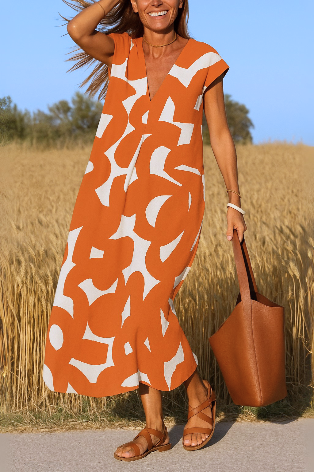 Ellen | Dress with print and V-neck