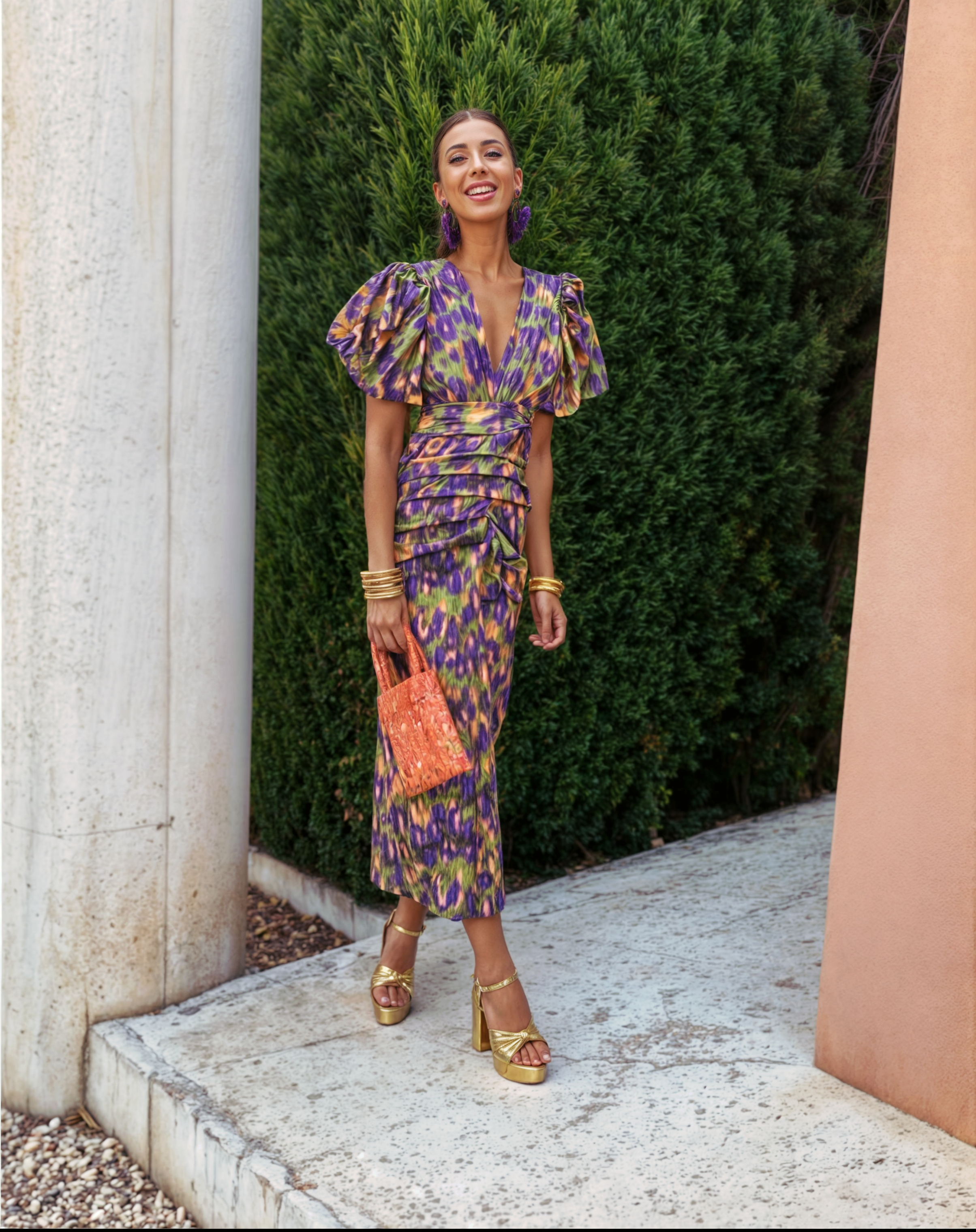 Marisol - Vestido Colorido con Pliegues