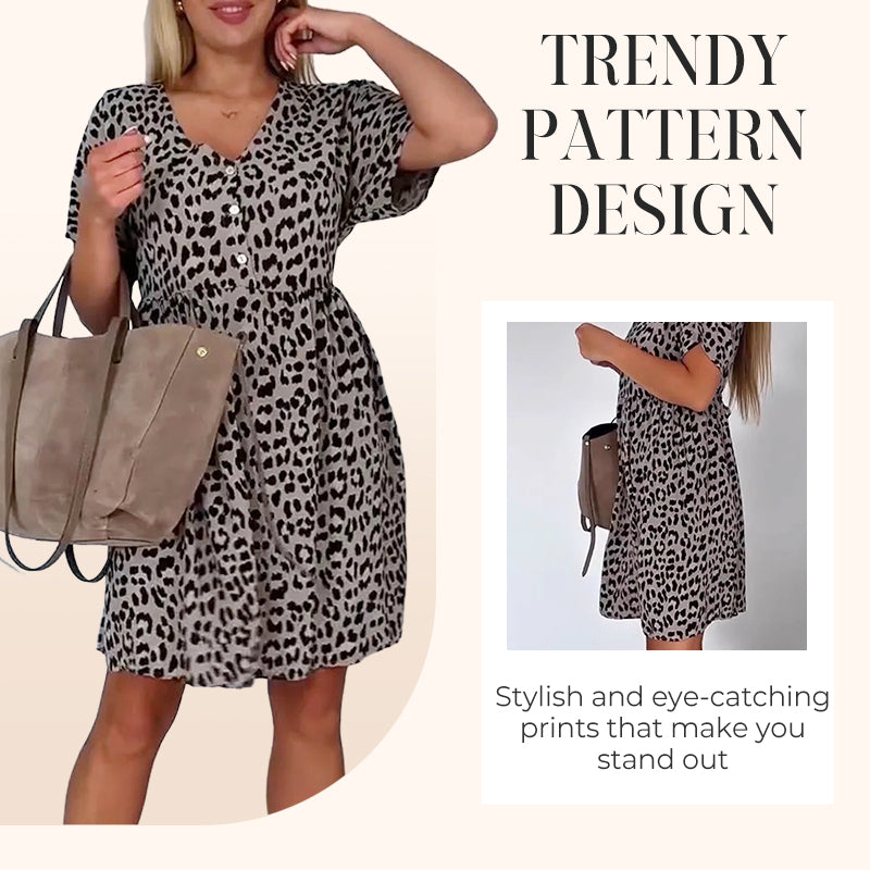 Casual V-Neck Dress with Short Sleeves
