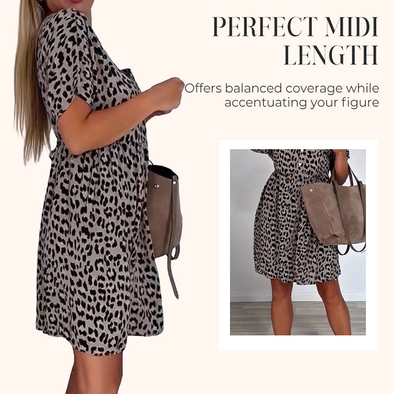 Casual V-Neck Dress with Short Sleeves