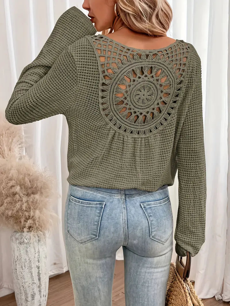 Sacha | Elegant Waffle V-Neck Shirt