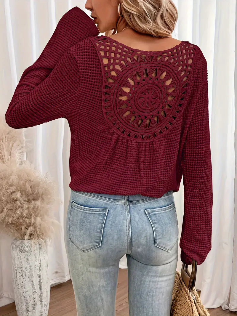 Sacha | Elegant Waffle V-Neck Shirt
