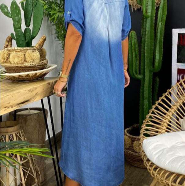 Ilze | Summer V-Neck Half-Denim Dress