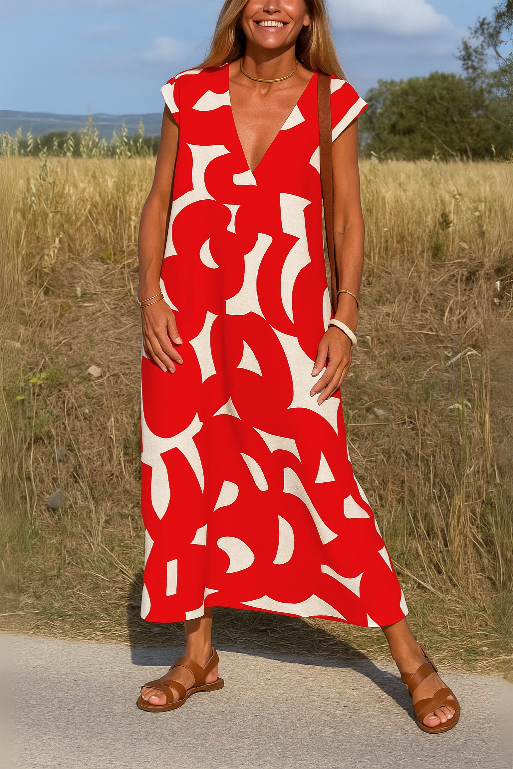 Ellen | Dress with print and V-neck