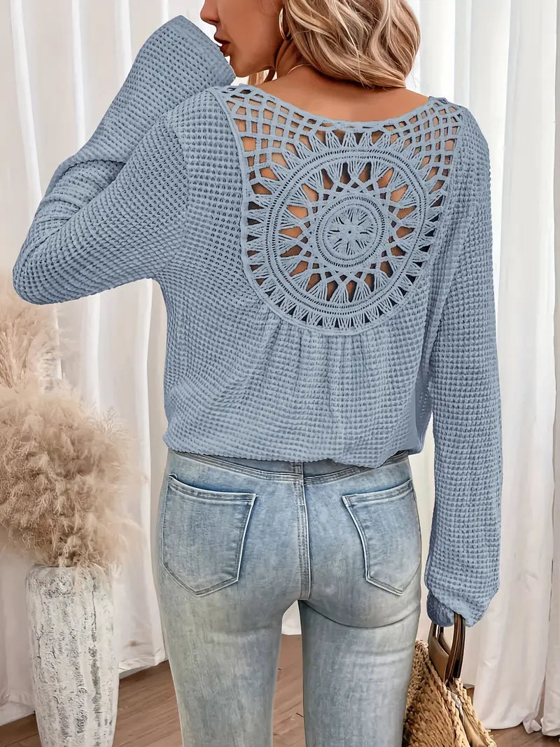 Sacha | Elegant Waffle V-Neck Shirt