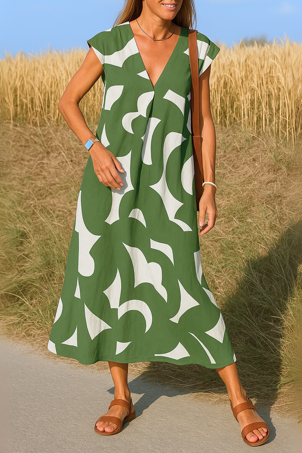 Ellen | Dress with print and V-neck
