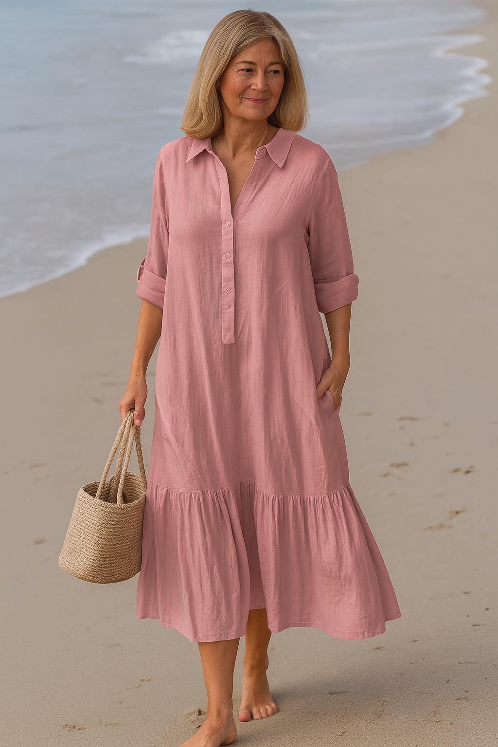 Cavell – Dress with Collar & Flowing Ruffled Hem