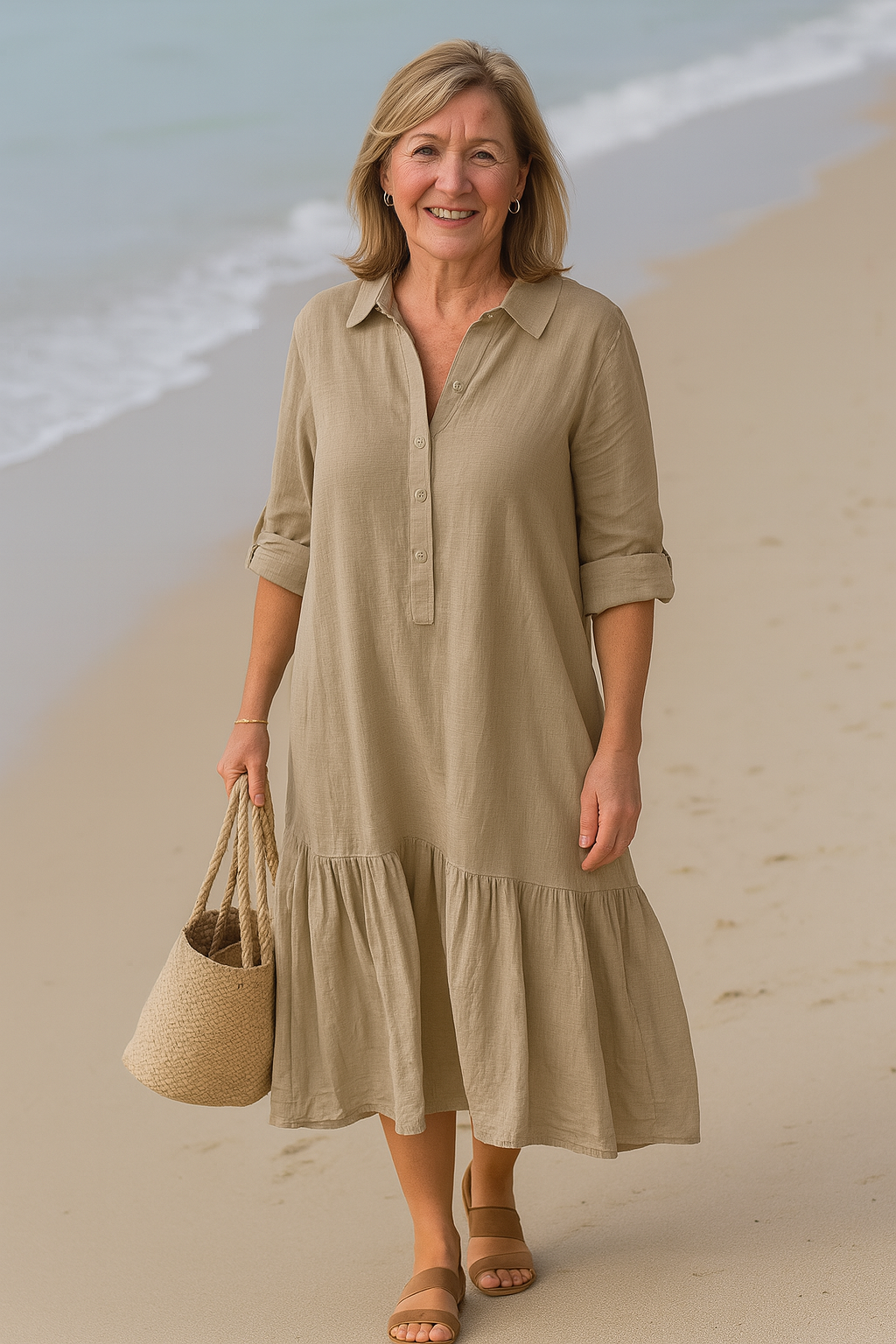 Cavell – Dress with Collar & Flowing Ruffled Hem