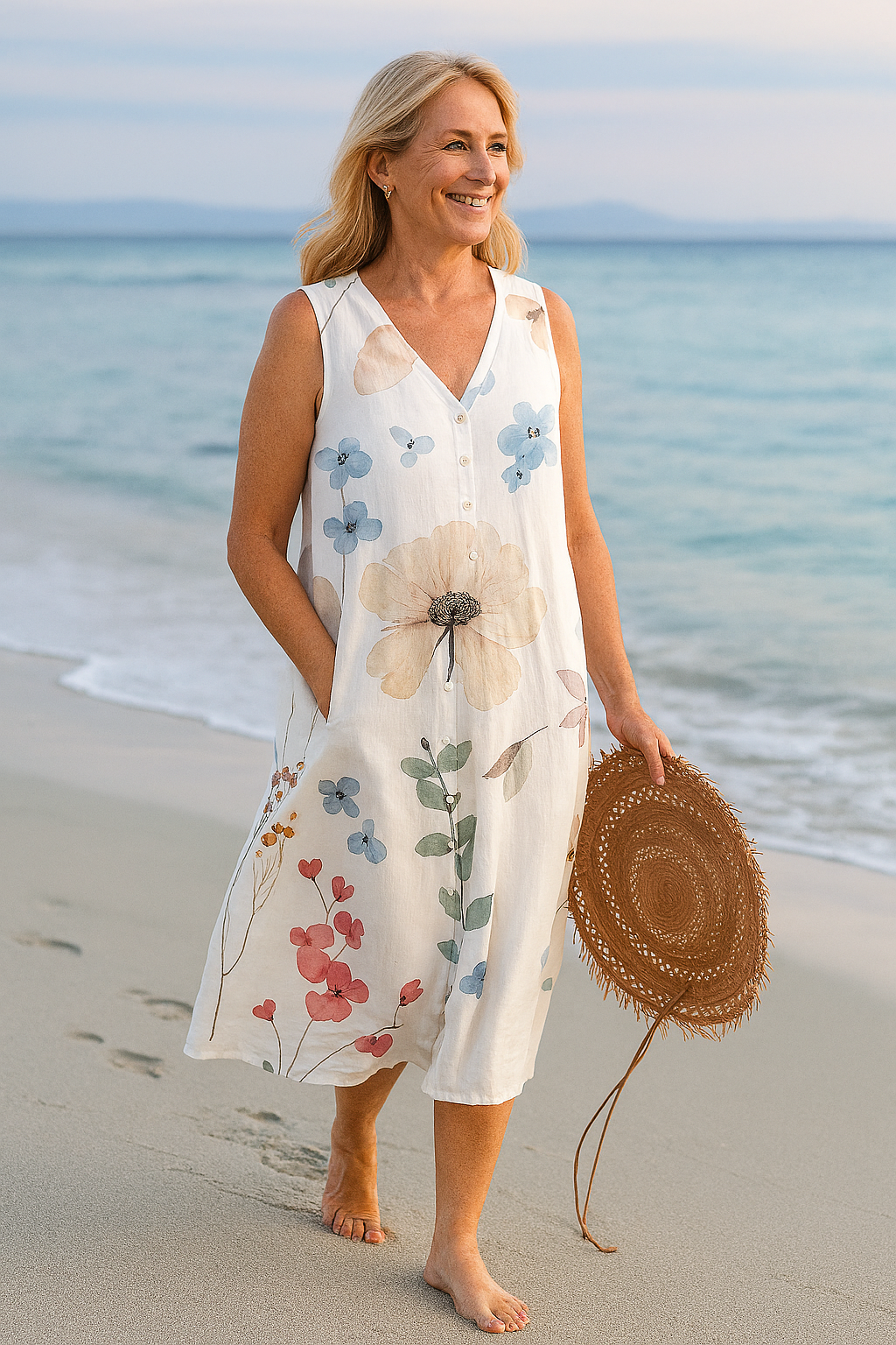 Cavell – Sleeveless Dress with Floral Print