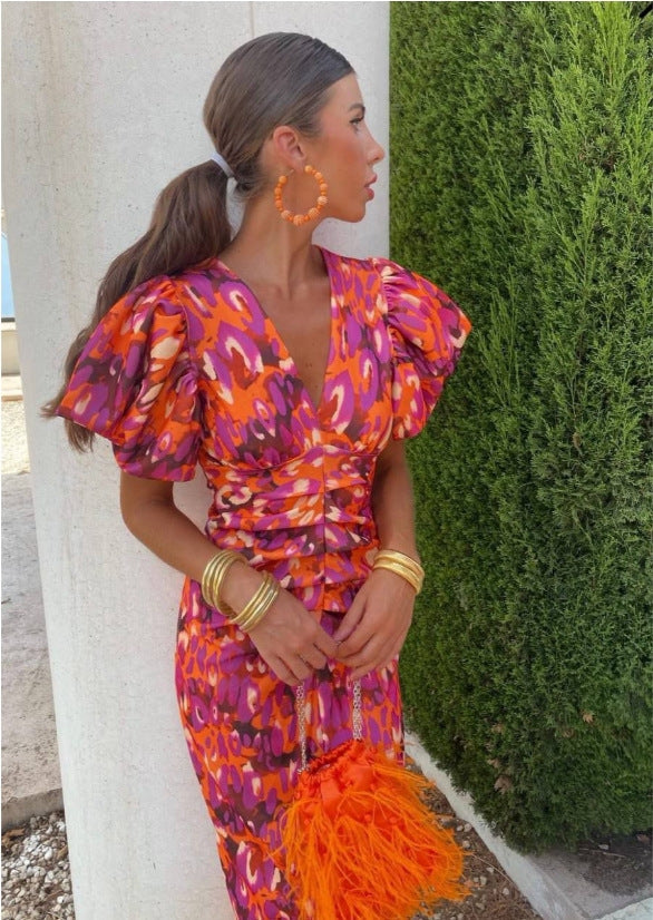 Marisol - Vestido Colorido con Pliegues