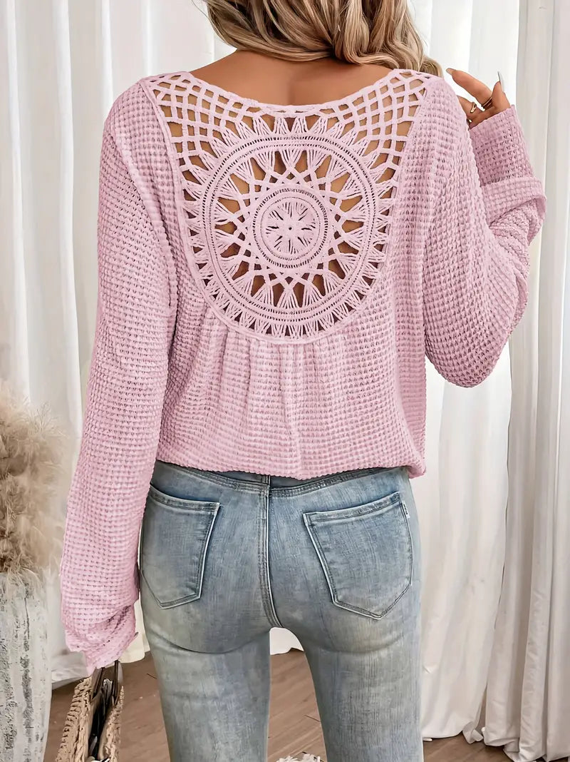 Sacha | Elegant Waffle V-Neck Shirt