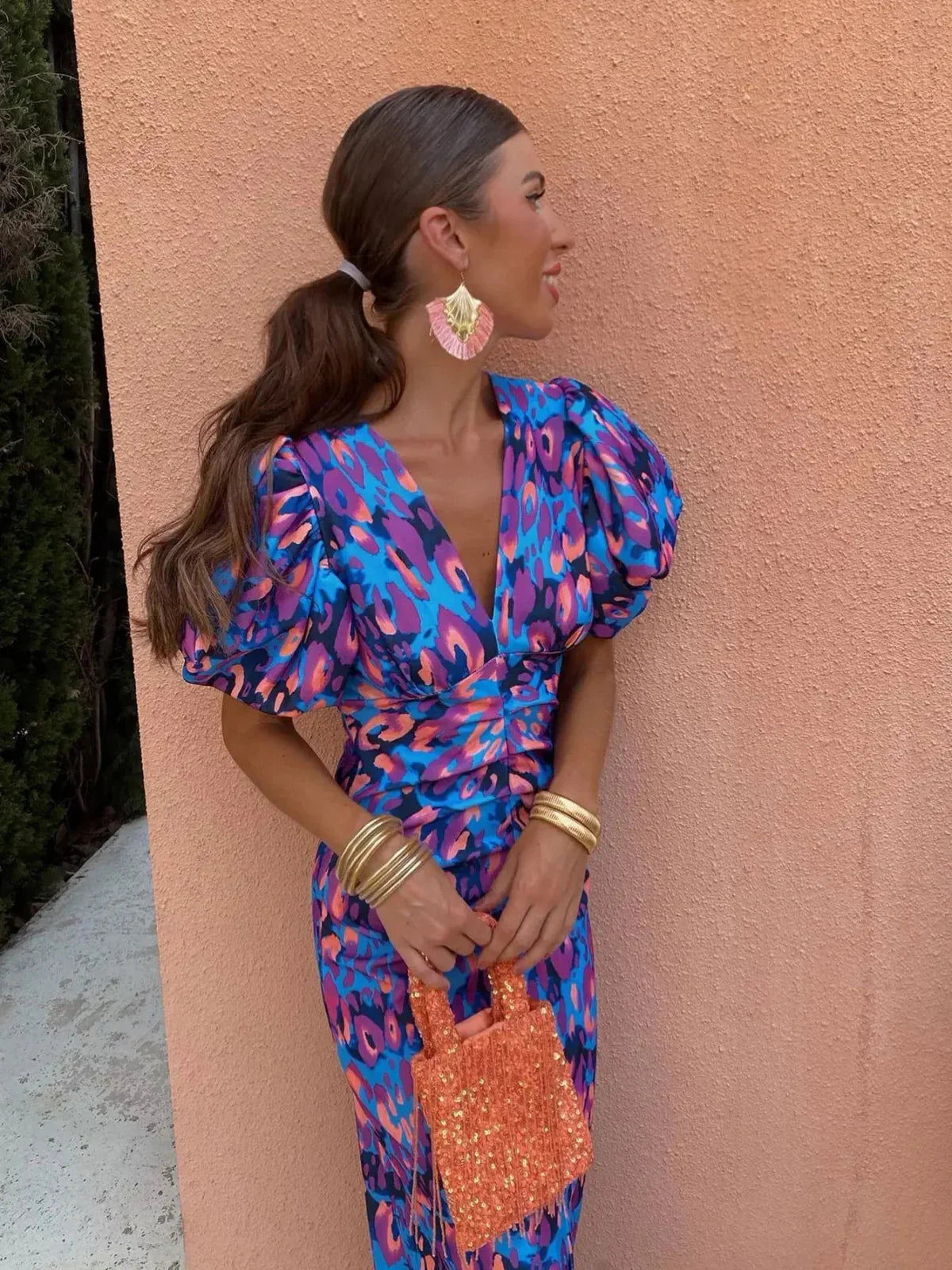 Marisol - Vestido Colorido con Pliegues