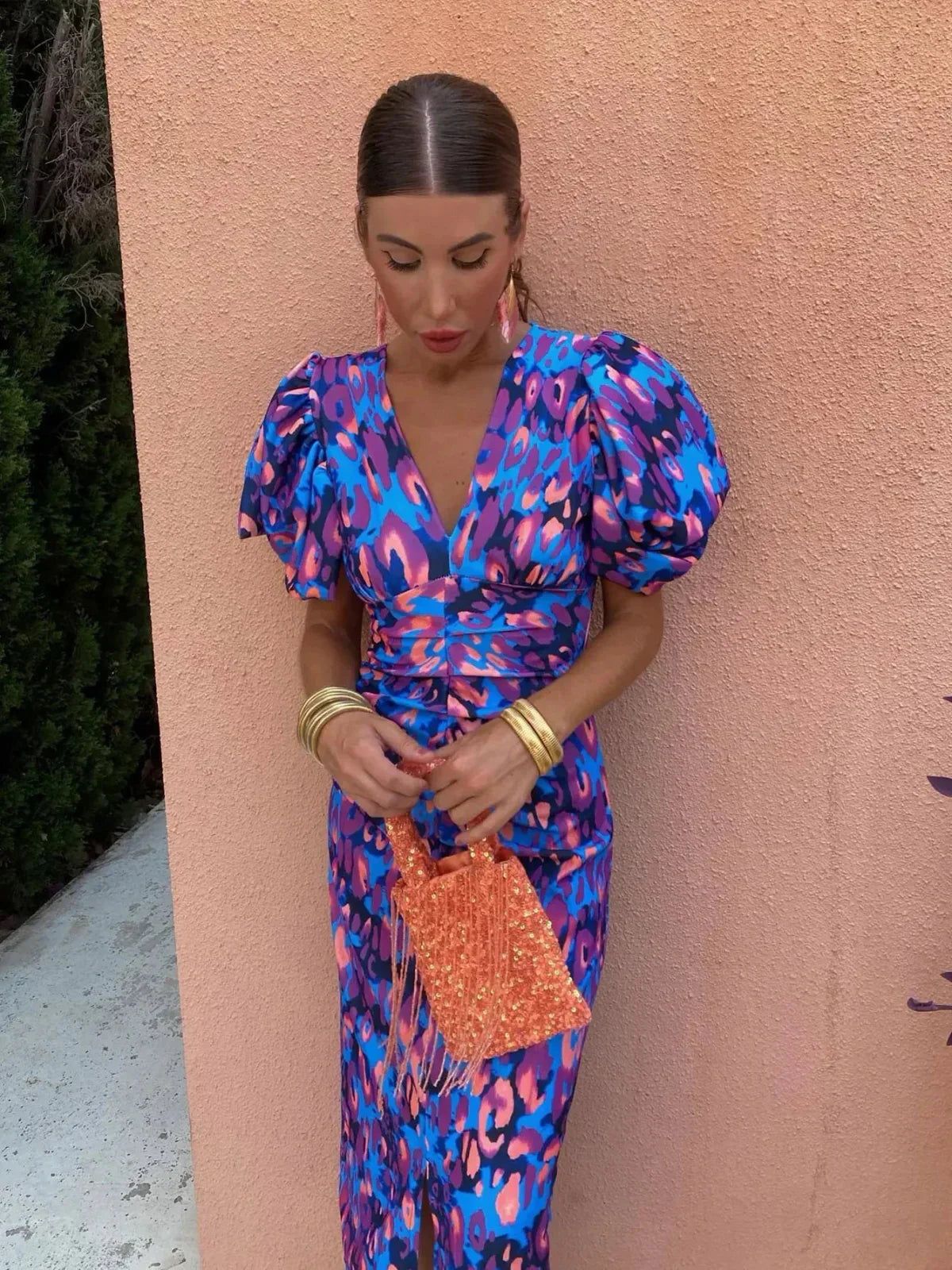 Marisol - Vestido Colorido con Pliegues
