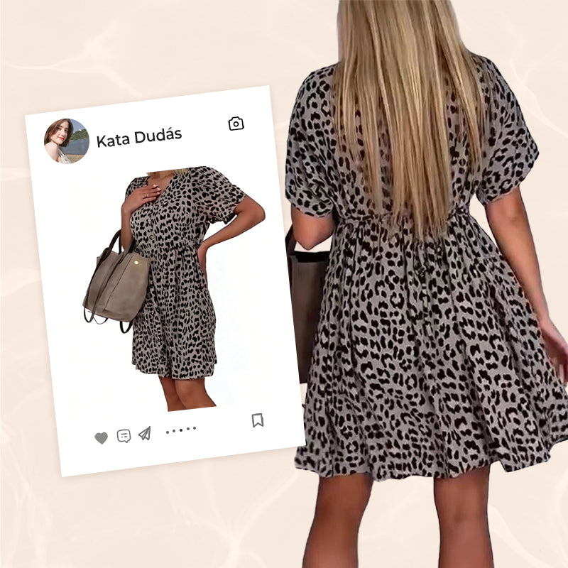 Casual V-Neck Dress with Short Sleeves